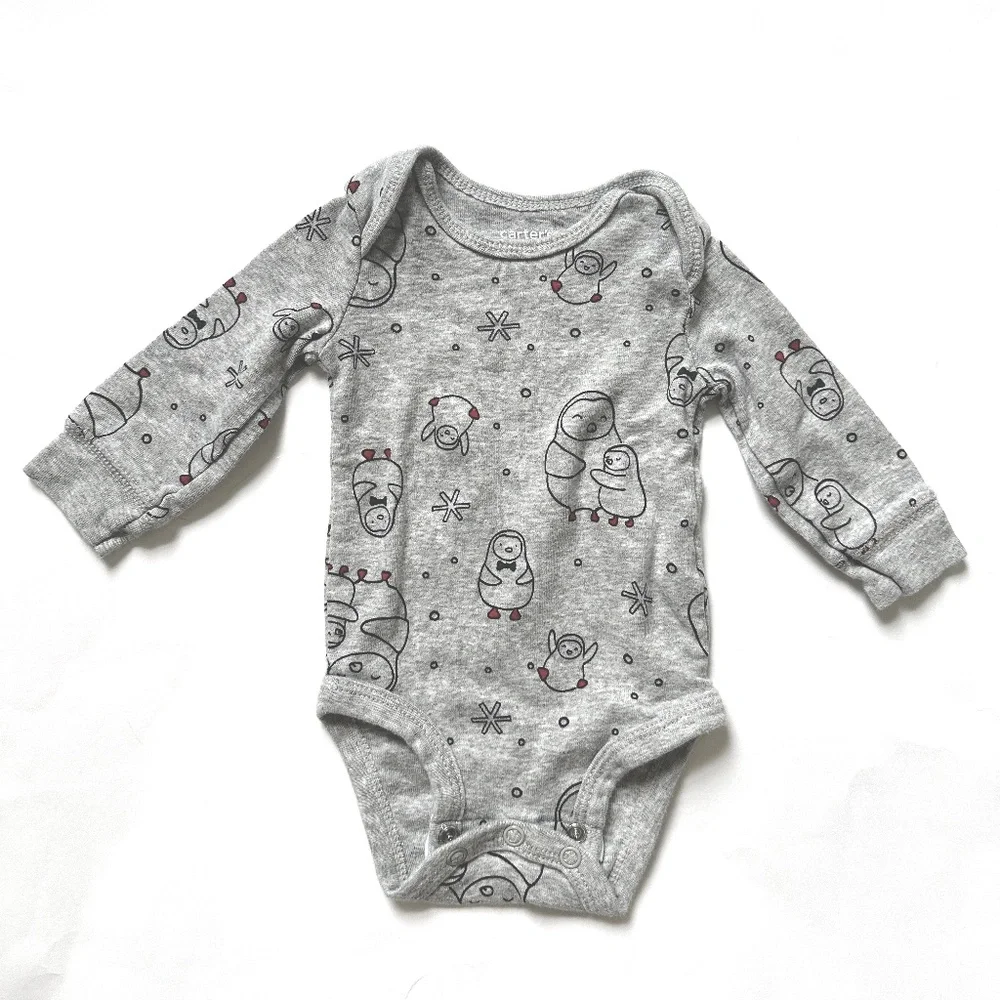 Carter's Christmas Long Sleeve Onesies Bundle 4 Winter Size 3M